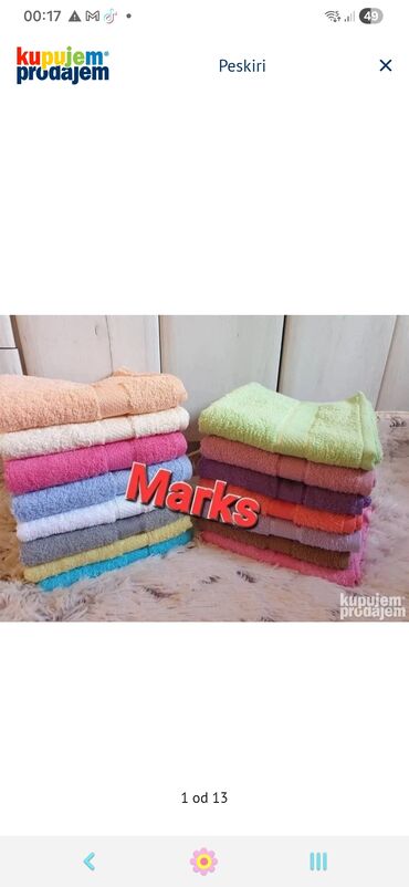 Peškiri: ??Pamucni peskiri jednobojni??Dimenzije peskira : 50x90Cena: Paket 12 — 12