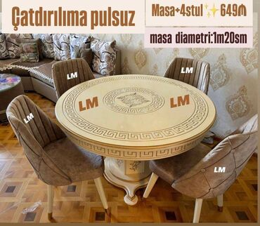 Stullar: Möhtəşəm DƏYİRMİ masa dəsti👑 Yüksək keyfiyyətlə Qiymət : Masa