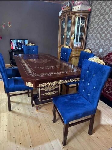 Masalar: Qonaq otağı üçün, Açılmayan, Dördbucaq masa, 6 stul