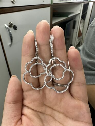 серьги детские серебряные: Күмүш сөйкөлөр, Үлгүсү 925, Циркон, Аялдарга, Жаңы