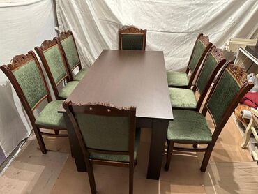 Masa və oturacaq dəstləri: Qonaq otağı üçün, İşlənmiş, Dördbucaq masa, 10 stul