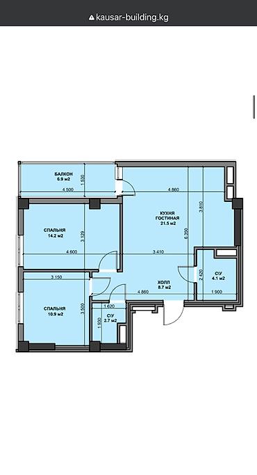 3х комн кв: 3 комнаты, 70 м², Элитка, 12 этаж — 3
