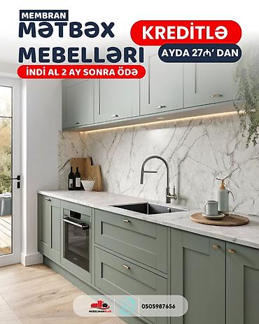 Ev və bağ: Sifarişlə mətbəx dəsti, Özü çəkən petlələr, Mat laminat, Kredit var, Pulsuz çatdırılma — 10