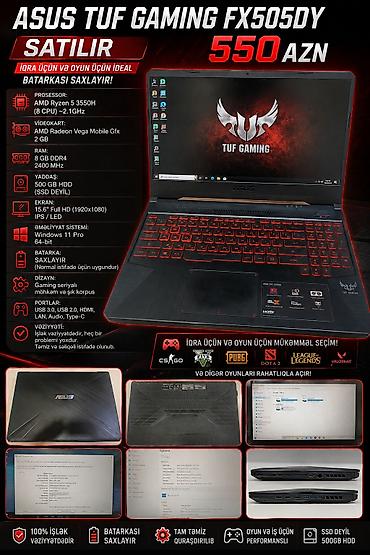 asus a15: ASUS TUF Gaming FX505DY noutbuku - Ekran: 15.6" Full HD (1920x1080) — 1
