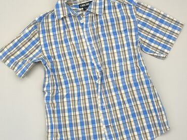 bluzki megi krótki rękaw: Koszula 7 lat, stan - Dobry, wzór - Kratka, kolor - Błękitny