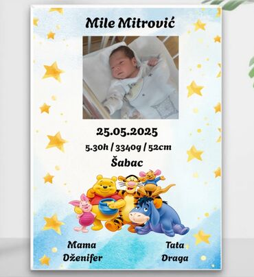 Ostale dečije stvari: Karta rodjenja, predivna uspomena i poklon. Slika bebe sa podacima sa — 3