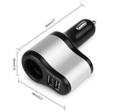 Auto oprema: USB auto punjač sa dva USB porta 2 u 1 - Dimenzija: 9,4 x 5,8 x — 10