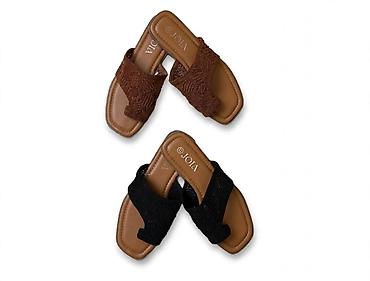 air green: Ženske ravne sandale JOIA - Model: slip-on papuče sa širokom pletenom — 1