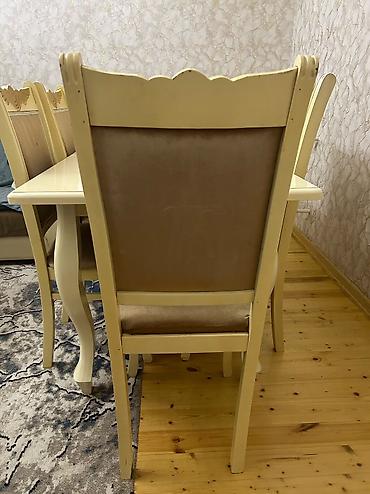 ağ stul: Qonaq otağı üçün, İşlənmiş, Açılan, Kvadrat masa, 6 stul — 5