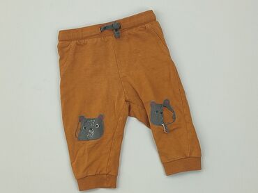 spodnie brązowe woskowane: Spodnie dresowe, So cute, 6-9 m, stan - Dobry