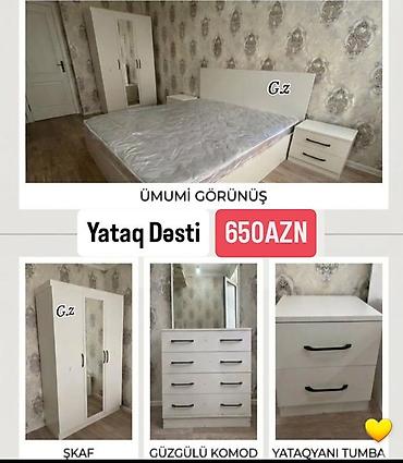 dəsti: Yataq Dəsti – 650 AZN Ağ rəngli minimalist dizaynlı komplekt: - İki — 1
