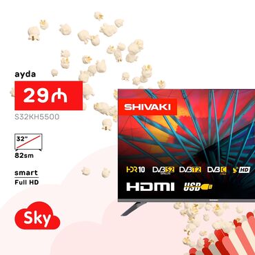 smart box tv: Yeni Televizor Shivaki 32" FHD (1920x1080), Pulsuz çatdırılma