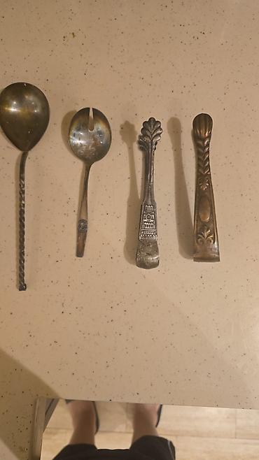 qaşıq desti: Retro metal çay qaşıqları və dekorativ aksesuar dəsti - 4 ədəd metal — 1
