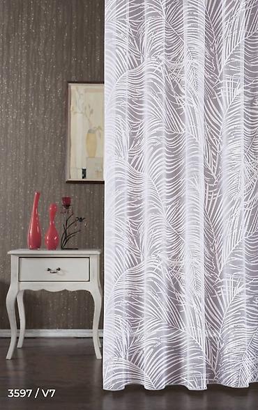 Тюли: Воздушная тюль с вышивкой «перья» - Полупрозрачная тюль в — 13