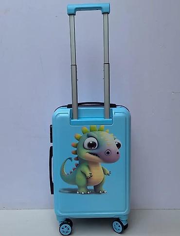 Rančevi, torbe i koferi: Dečji kofer na točkiće – plavi sa motivom dinosaurusa - Tvrda školjka — 8
