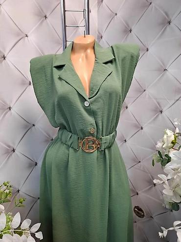massimo dutti baletanke: Elegantna duga haljina sa kragnom i pojasom - Kroj: maxi dužina — 6