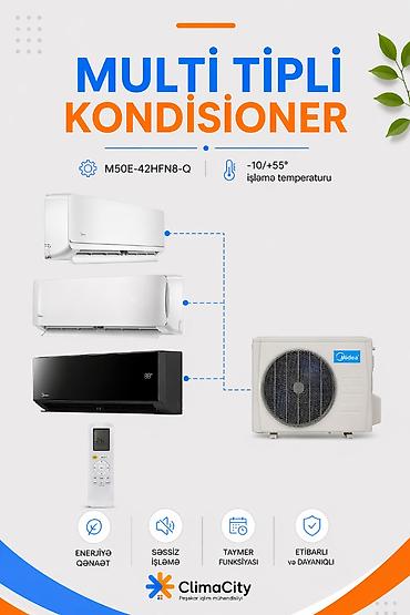 Məişət texnikası: Kondisioner Midea, Yeni, 85-90 kv. m, Split sistem, Kredit yoxdur, Pulsuz quraşdırılma — 3