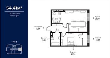 500: 1 комната, 54 м², Селекционное с. Элитка, 15 этаж, Свежий ремонт — 7