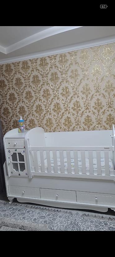 hamam kranti: Uşaq beşiyi – çoxfunksiyalı, ağ rəng - Material: MDF/taxta — 2