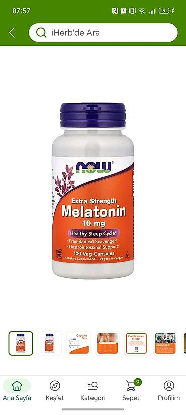 100: Məhsul: NOW Foods Extra Strength Melatonin, 10 mq Formul: 100 ədəd — 1