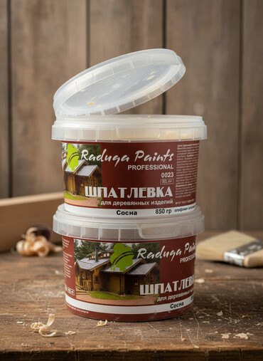 шпаклёвка: Две банки профессиональной шпатлевки Raduga Paints для деревянных
