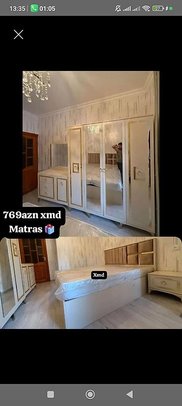 hamam kranti: Yataq otağı mebel dəsti Tərkibi: - 4 qapılı şkaf (aynabəndli orta — 1