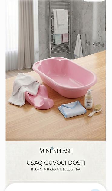 miniş: Mini-Splash Uşaq Güvəcə Dəsti – Baby Pink Bathtub & Support Set - — 1