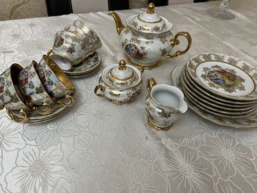 qrafin desti: Çay dəsti, rəng - Ağ, Farfor