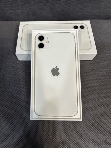 телефоны ми 9: IPhone 11, Колдонулган, 128 ГБ, Ак, Коргоочу айнек, Каптама, Куту, 80 %