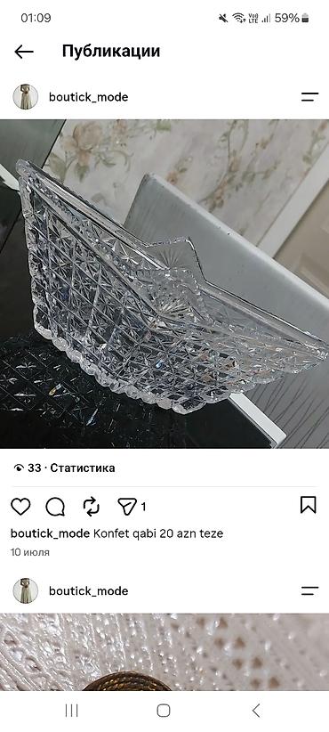 Şüşə konfeti qabı teze 2 eded her biri 20 azn - Material: şəffaf