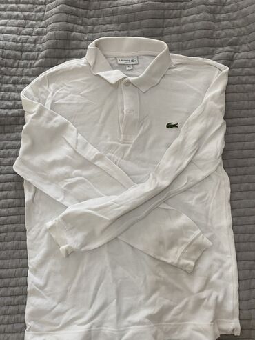 белое пальто: Классическое мужское поло Lacoste с длинными рукавами и воротником на