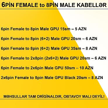 kass: 4/6/8/12/24pin/Molex/SATA Kabellər MƏHSULLAR TAM ORİGİNALDIR, OBTAVOY — 8