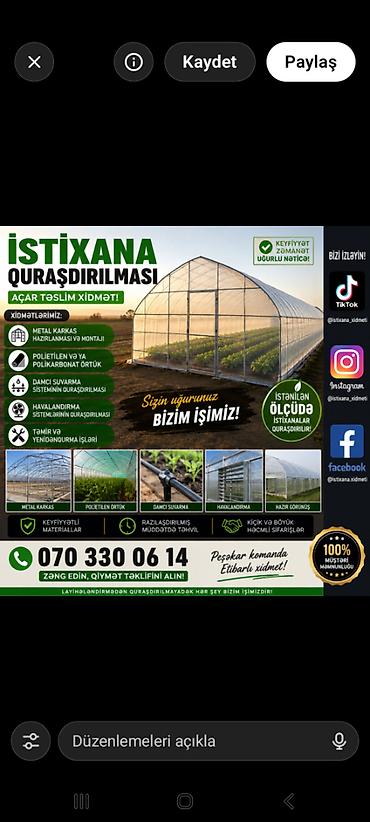 İstənilən yeni pad zamok istixanaların qurulması təhvil verilməsi lalafo.az -da İstənilən yeni pad zamok istixanaların qurulması təhvil verilməsi