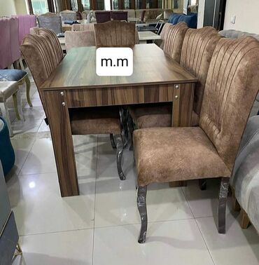 Masa və oturacaq dəstləri: Qonaq otağı üçün, Yeni, Açılan, Dördbucaq masa, 6 stul — 4