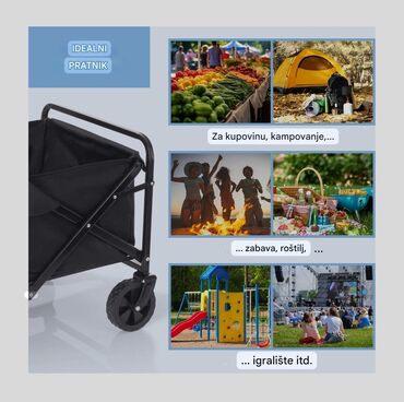 Baštenski alati i oprema: Praktična sklopiva baštenska kolica crne boje, idealna za prenošenje — 6