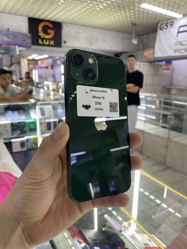айфон 13 по: IPhone 13, Колдонулган, 256 ГБ, Жашыл, Заряддоочу түзүлүш, Коргоочу айнек, Каптама, Бөлүп төлөө менен, 100 %