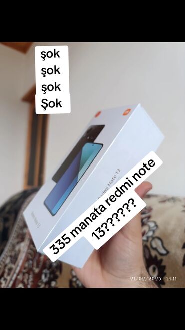 ucuz kreditle telefonlar: Xiaomi Redmi Note 13, 256 GB, rəng - Qara, 
 Zəmanət, Sensor, Barmaq izi