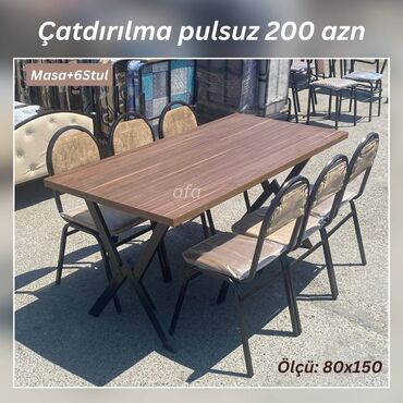 Masa və oturacaq dəstləri: Restoran, kafe, bağ, mətbəx və s üçün masa destleri Masa + 6 Stul 200