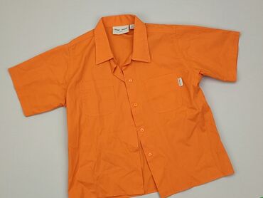 koszula lniana zielona: Koszula 7 lat, stan - Dobry, wzór - Jednolity kolor, kolor - Pomarańczowy
