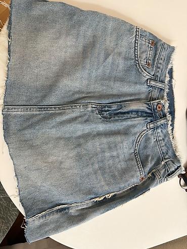 Ətəklər: Denim ətək - Material: 100% denim (mavi, açıq yuyulma effekti) - — 1