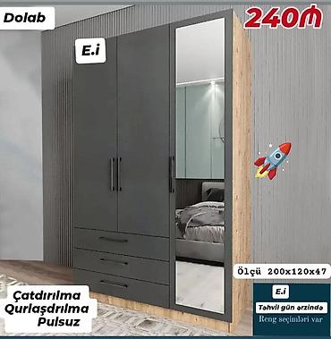divar skaflari: Güzgülü paltar dolabı - Ölçü: 200 x 120 x 47 sm - Dizayn: 3 qapılı — 1