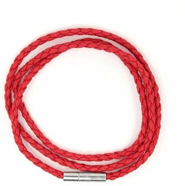цепочка змейка: Кожаный красный браслет в несколько оборотов, можно носить как