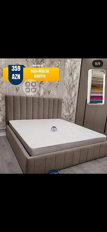 yatag mebelleri: Yataq dəsti – baza + çarpayı başlığı, ölçü 160x200. - Yumşaq parça ilə — 1