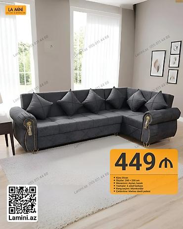 Künc divan - Ölçülər: 280 × 200 sm - Mexanizm: açılan, bazalı -
