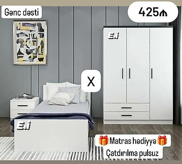 tek kravat ucuz: Gənc dəsti – minimal dizaynlı ağ rəngli yataq otağı mebeli. Tərkibi — 1