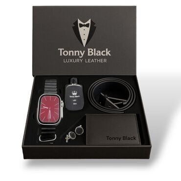 oğlan üçün hədiyyələr: Tonny black Smart dəst 3646TL dəbli smart saat, ətir, kəmər, kart
