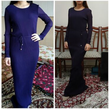 Темно-фиолетовое Платье. Турция. Ткань Прессированный шифон. Качество