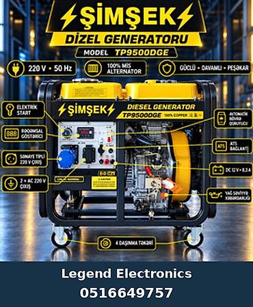 pec satilir: Elan başlığı: Dizel generator Şimşek, TP9500DGE, Dizel, 6.5 kVt, 6.5 — 1
