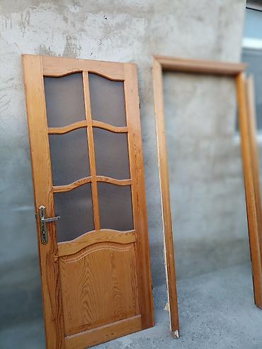 Taxta iç qapı dəsti - Material: təbii ağac (şam/qoz rəng tonunda)