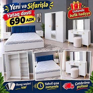 Yataq dəsti – 690 AZN Komplektin tərkibi: - 2 nəfərlik çarpayı